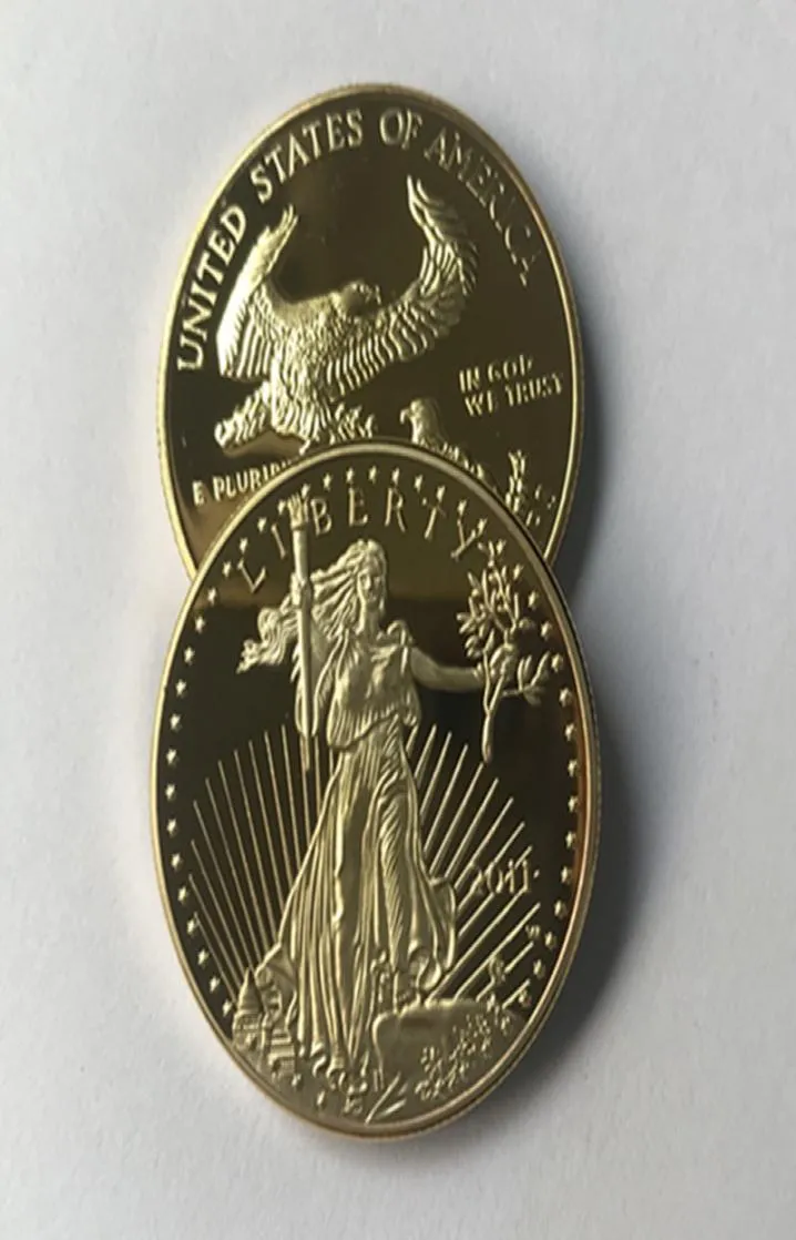 10 pcs Non magnetic dom 2011 brand new coins statue beauty eagle badge gold plated 326 mm drop acceptable decoration8479017