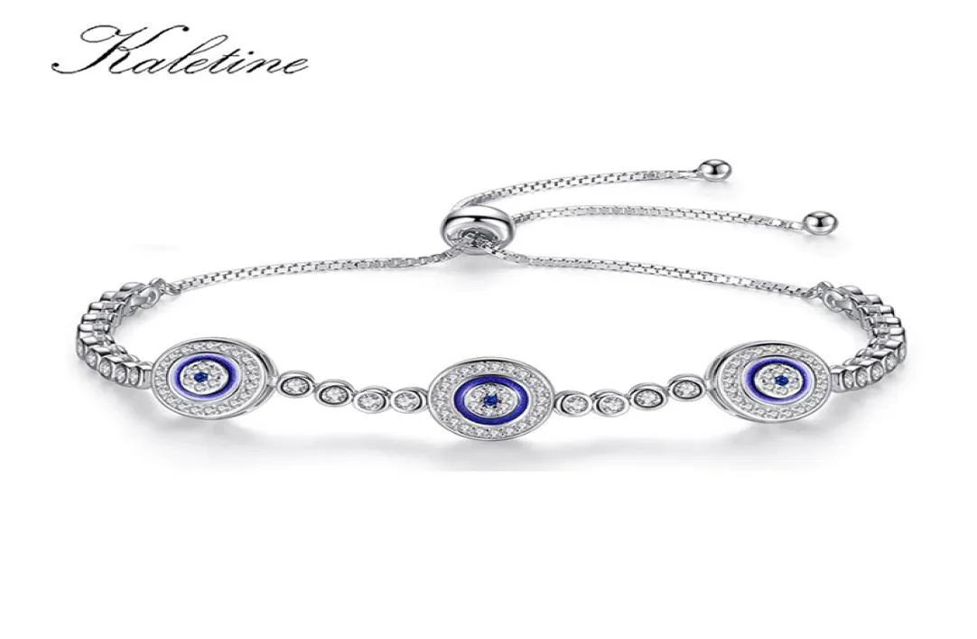 Donne malvagie Eye Lucky Hamsa Genuine 925 Sterling Silver Men Luxury Round Blue Eyes Cz Crystal Tennis Bracciale KLTB0147447738