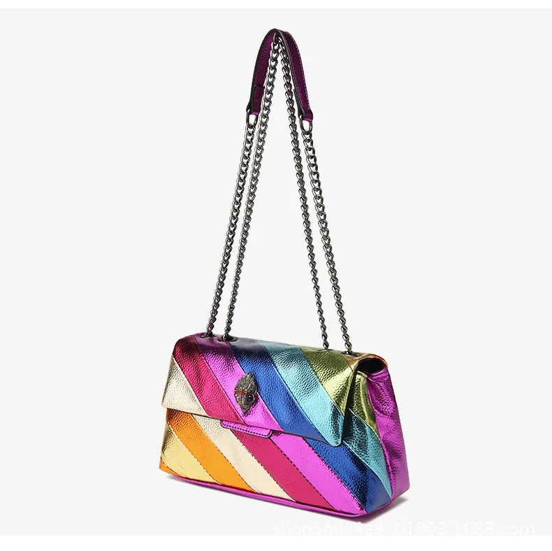 Kurt Geiger Frauen Designer -Bag Eagle Head Crossbody Taschen Silber Kette Frau Schulter Crossbody Bags Designer Frauen Regenbogen Handtasche Luxus farbenfrohe Handtaschen