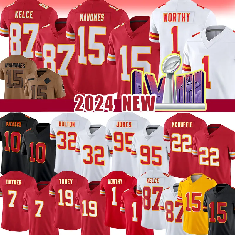 Patrick Mahomes Travis Kelce Football Jersey Nick Bolton Xavier Worthy Isiah Pacheco Creed Humphrey Chris Jones Felix Anudike-Uzomah Kadarius Toney