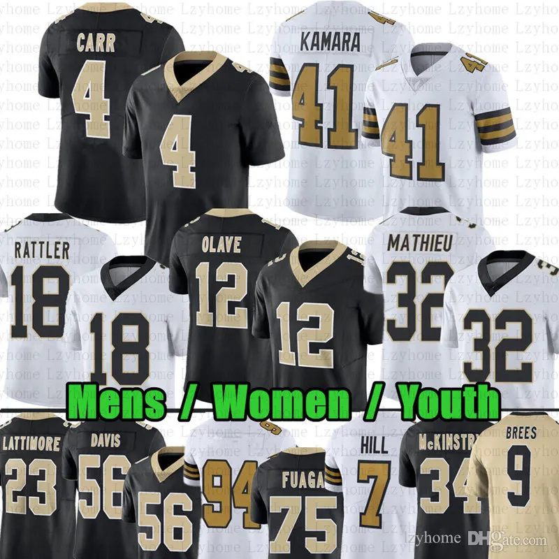 Spencer Rattler 4 Derek Carr Ain Kamara Football Jerse Chris Olave Tasom Hill Trann Mathieu Drew Brees Marshon Lattimore Demario Davis Taliese Fuaga