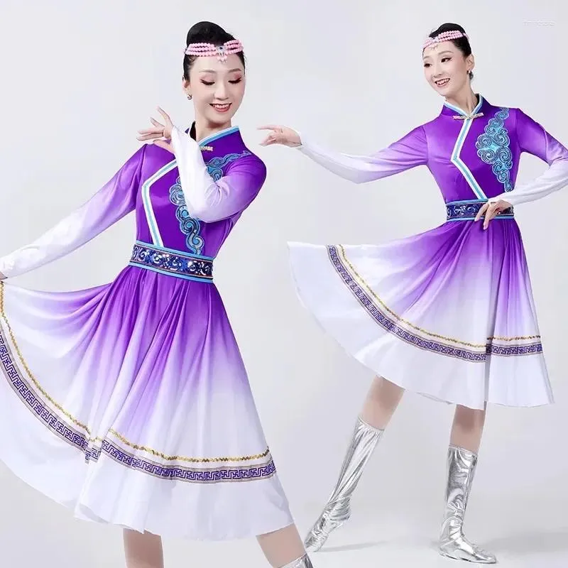 Abbigliamento da palco abito da performance mongolo femminile interiore mongolia danza danza etnica per adulti
