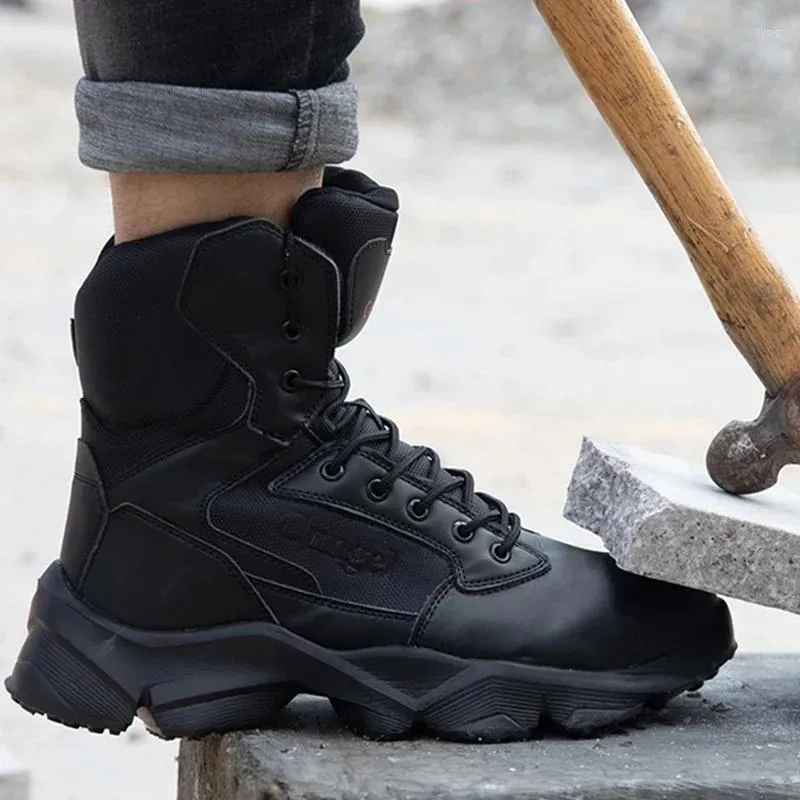 Scarpe da fitness uomini scarpe da ginnastica impermeabili stivali di sicurezza del lavoro in acciaio di sicurezza in acciaio militare che lavora antisommossa