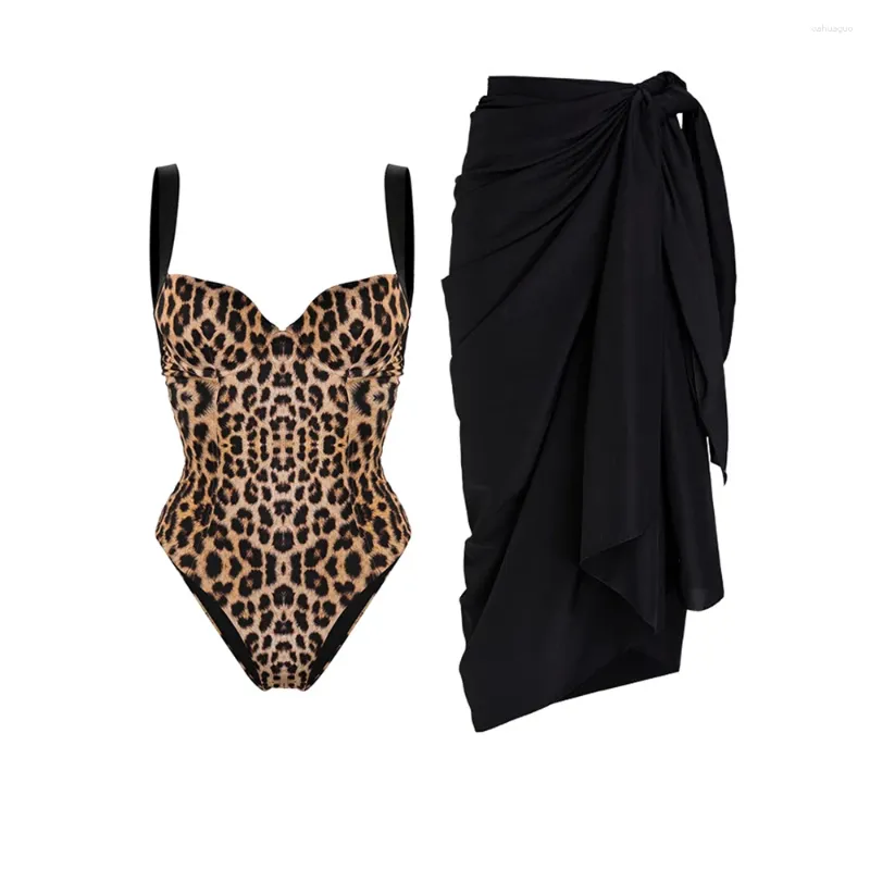 Frauen Badebekleidung Leopardenmuster Ein Stück Badeanzug 2024 Schwimmanzug Retro Bikini Urlaubsstrand Outfits Push Up Luxus Slim