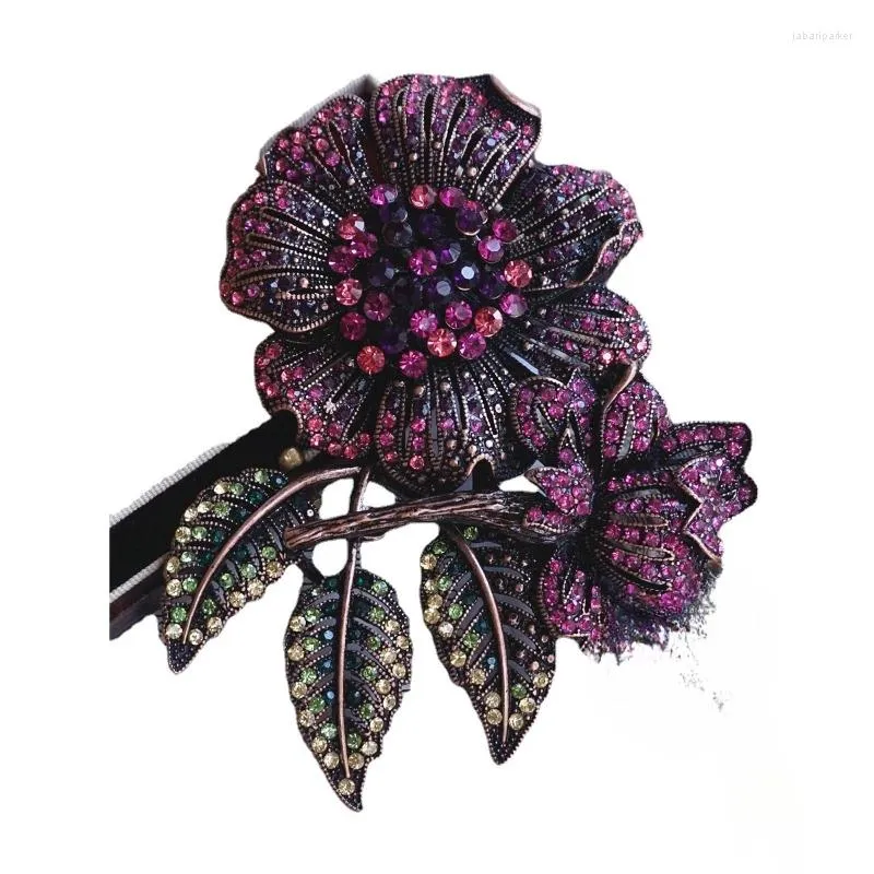 Brooches Antique Brooch Rose Flowers Gorgeous Heavy Industry Large Paper Clip Retro Scarf Buckle For Women