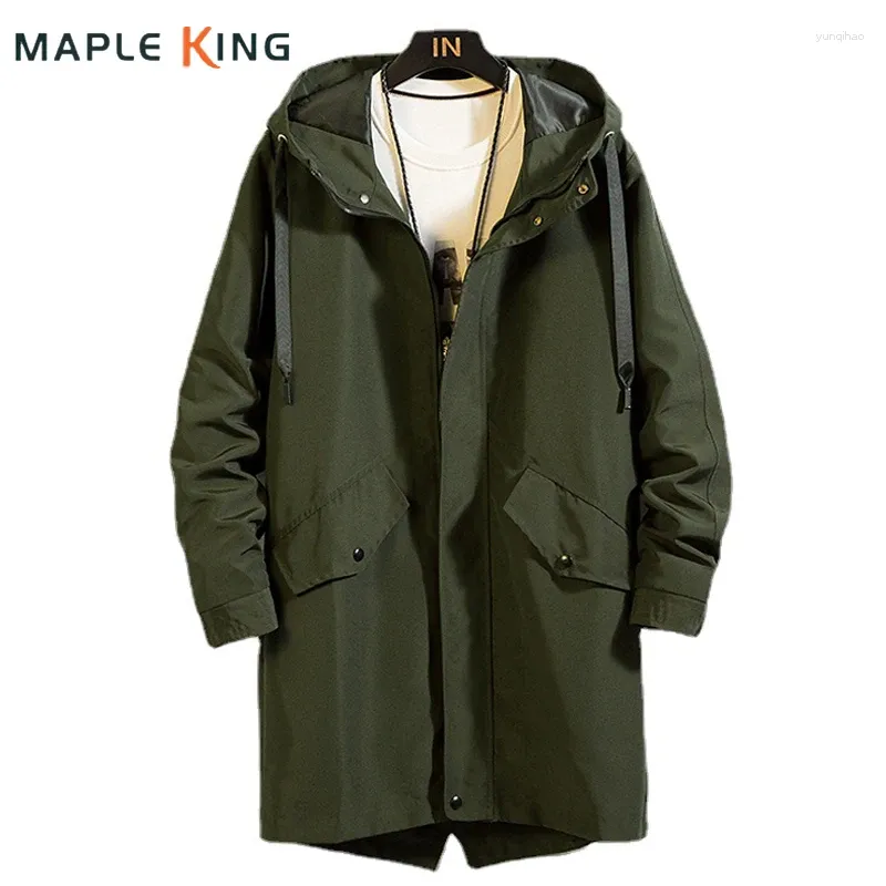 Jaquetas masculinas com capuz Windbreaker Jacket Vintage Camping Militar de Caminhada ao ar livre Men roupas casuais negócios longos casacos de trincheira