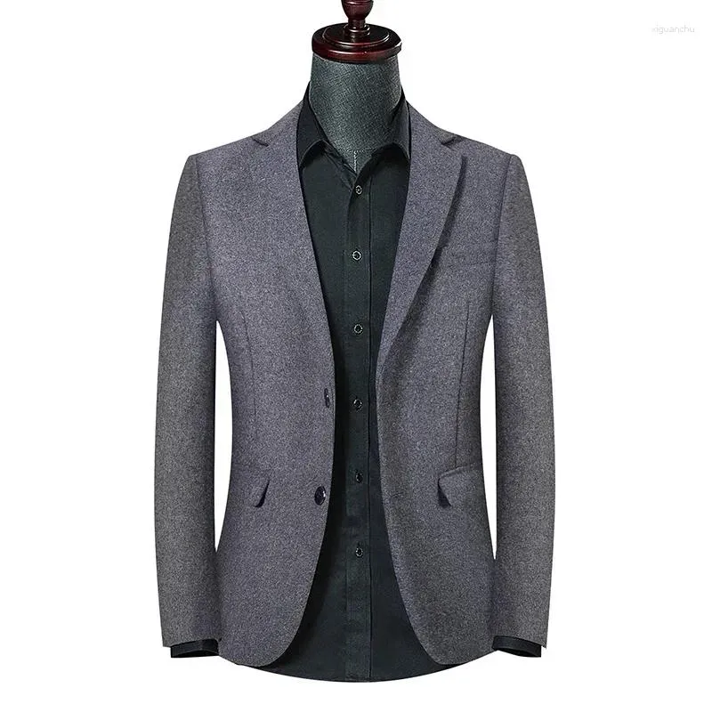 Ternos masculinos Negócios de moda Casual Slim Fit Comfort Corean Woolen Gentleman Trend Wedding Professional Color Solid Host Blazer