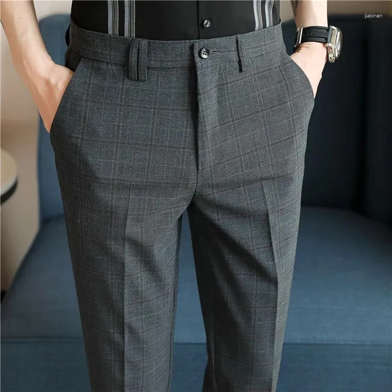 Pantaloni abiti da uomo in abiti da uomo in stile britannico business pantaloni dritti dritti slim prima primavera cammino abiti da uomo