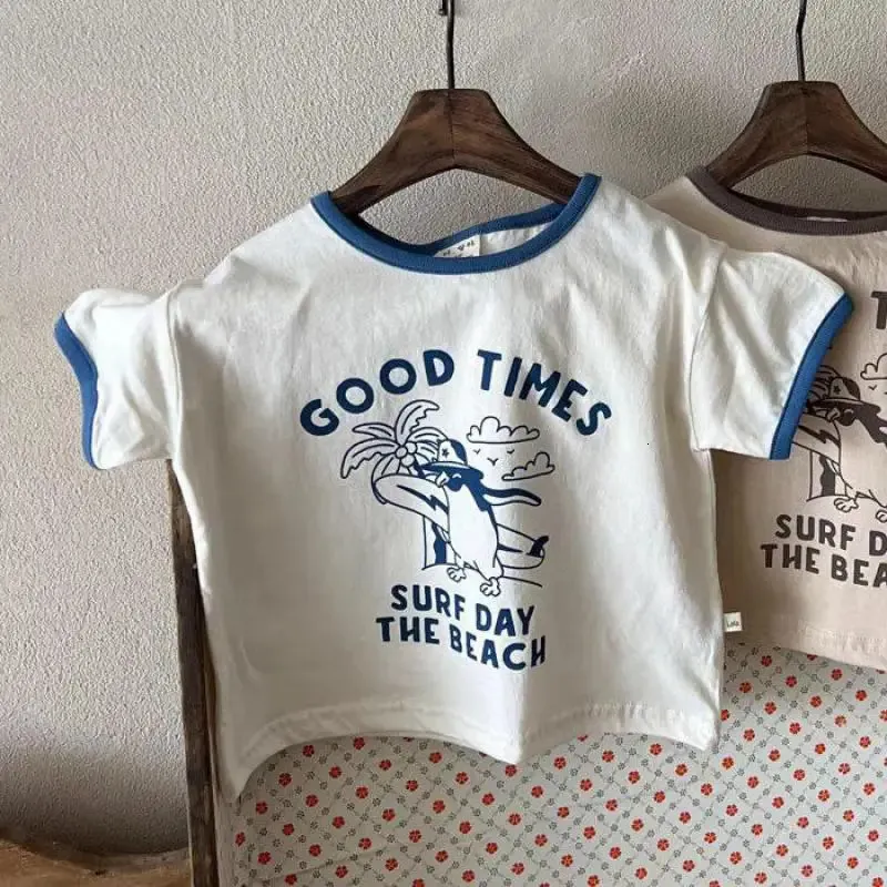 Summer Children Short Sleeve Tshirt Baby Boy Girl Casual Cotton Tees Infant Toddler Fashion Print Top Kids Clothes 240430