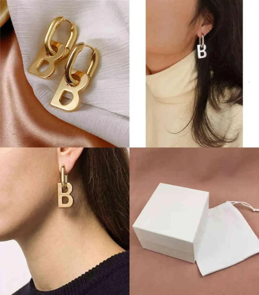 Projektant kolczyków Wysokiej jakości litera B Kolczyki dla kobiet mężczyzn modnie eleganckie koreańskie minimalistyczne złote srebrne instrukcje Je4901435