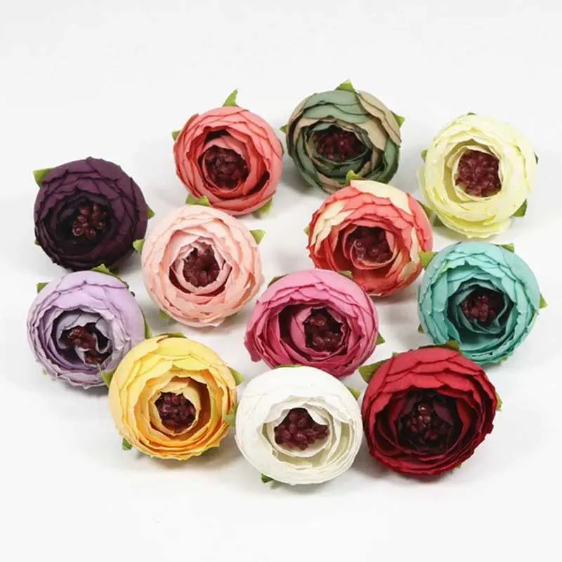 20/50/100/200pc flower peony head Artifical 3.5CM Peonies heads DIY bouquet handcraft gift packing for Wedding theme event party