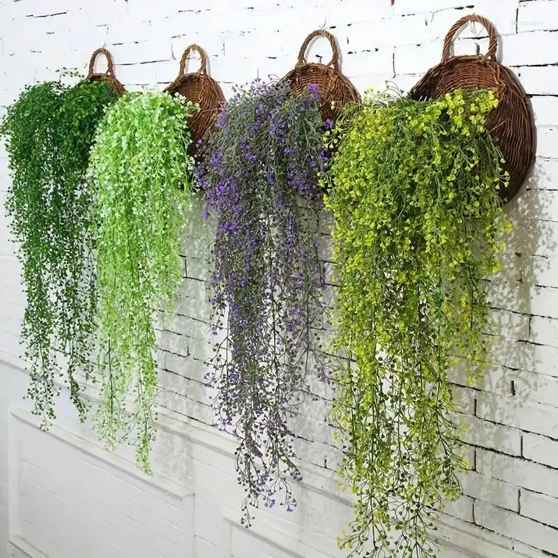 Dekorative Blumen 2pcs künstlicher Efeus Vine gefälschte Hängende Wand Willow Rattan Blätter Plastik Girlande Gras für Klimaanlagen Hausgarten