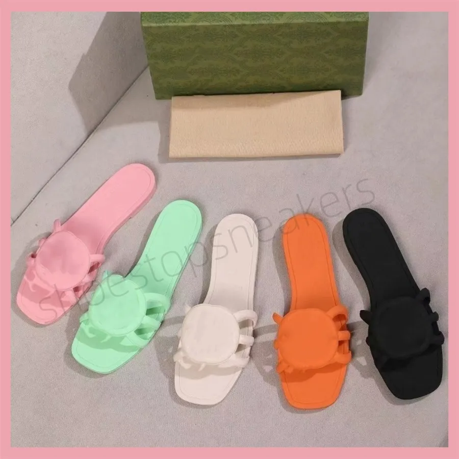 Frau Gummi Mules Claquette weibliche Sommer Beachschuhe Schwarz weiß rosa Luxusdesigner Sandalen San Dale Slides Low Heels Damen Pantoffeln