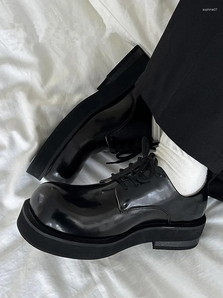 Casual Shoes Janpanese Style Original Men's Big Round Toe Tjock-Sole Derby Street Cool Boy Chunky Platform Oxfords