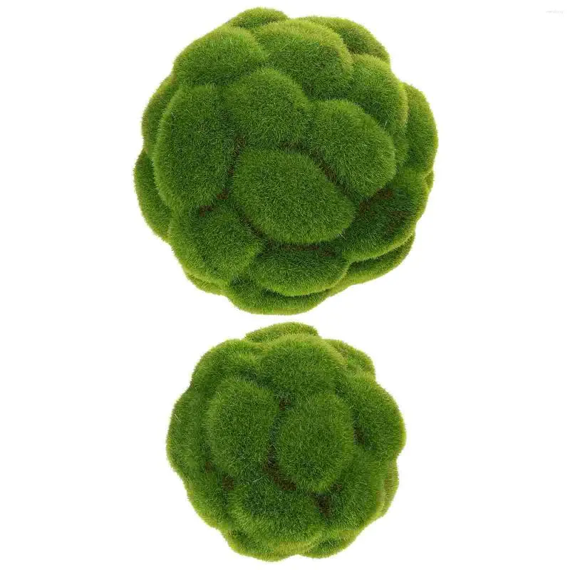 Decorative Flowers 2 Pcs Decorations Simulated Moss Ball Artificial Balls For Plastic Preserved Bulk