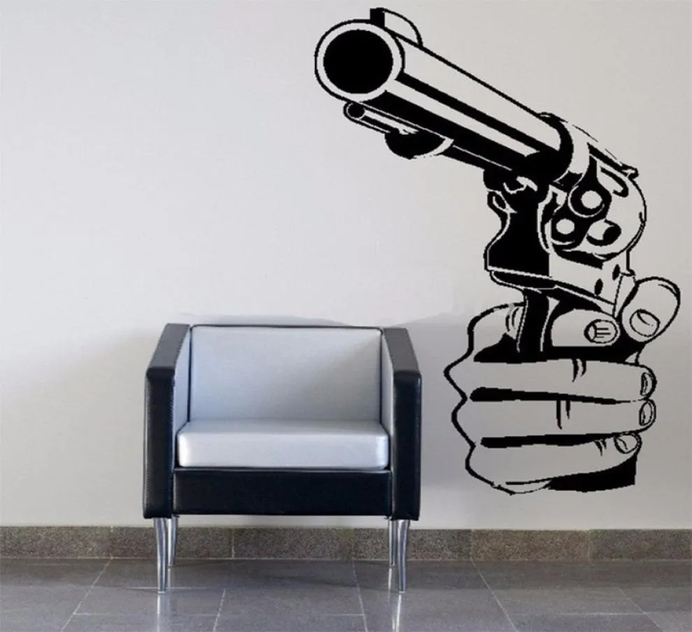 2017New Gun Shooting Wall Art Sticker Decal Diy Home Decored Decor Wall Mural Demourtable Bedroom Sticker DIY3489295