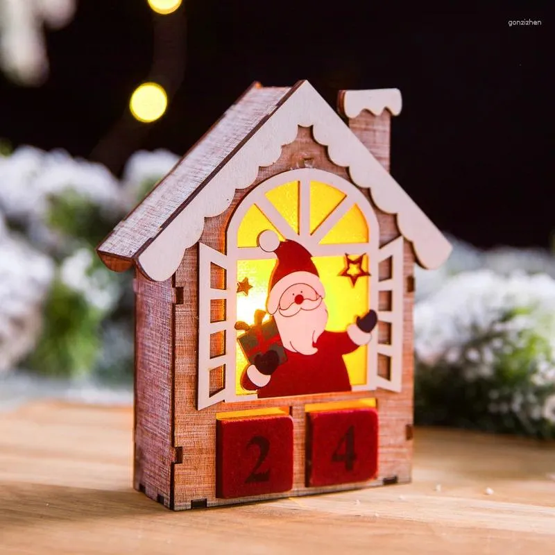 Figurines décoratines Jouets de Noël Fenêtre de bureau Calendrier Ornement LED Cadeaux