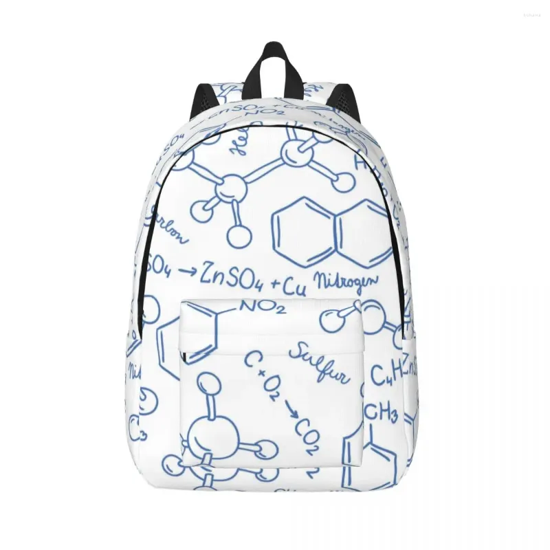 Sac à dos Science personnalisée Science de chimie Canvas Backpacks Mens Femme Book Bookbag pour les sacs de biologie des collèges scolaires