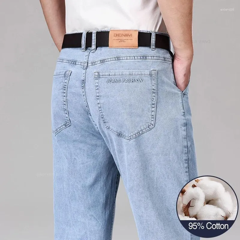 Herren Jeans 2024 Dünn für Sommer Luxus klassische Stil Männer 95% Baumwolle losen Geraden Stretch Denim Männliche Hosen