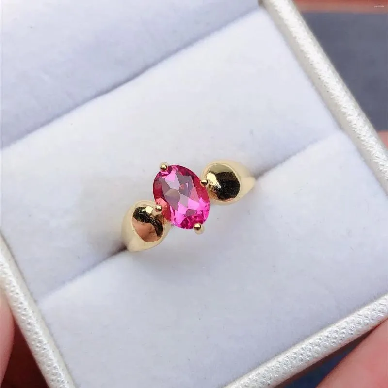 Pierścienie klastra vintage złota wypełniona złotym srebrnym pierścieniem dla kobiety z naturalnym różowym kamieniem szlachetnym 6 8 mm damym prezentami