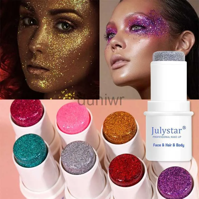 Body Glitter 8color paillettes paillettes Stick multifonctionnel Face à lèvres Sequins de corps Flash festival de fard à paupières festival de maquillage décoration cosmétique D240503