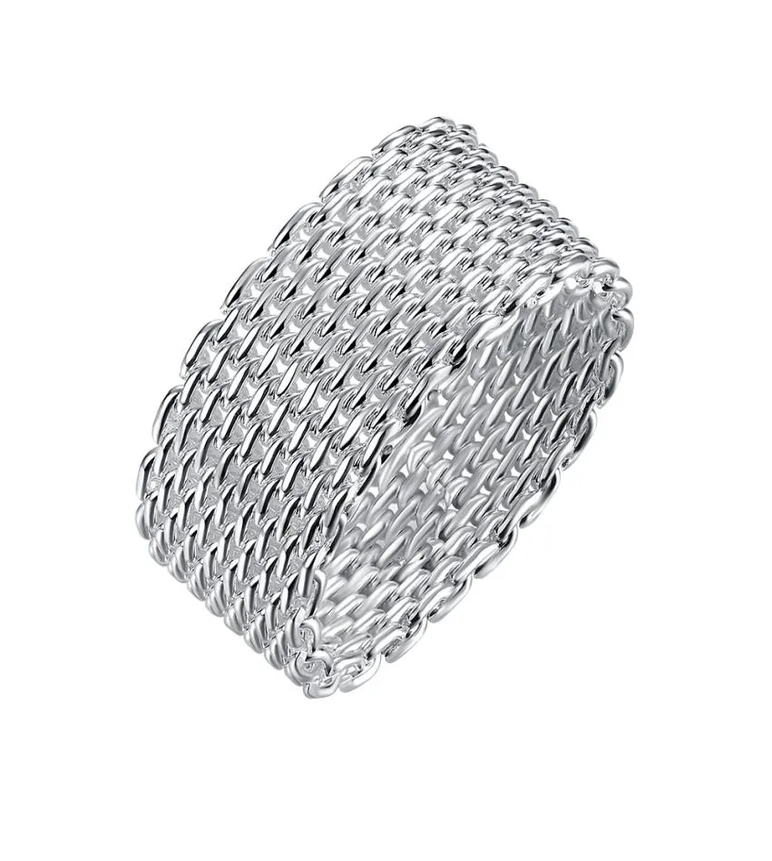 Stylish Band Rings Silver Plated Round Braided Pattern S925 Silver Flat Ring Trendy Generous Designed Jewelry Female Party Gifts P9355089