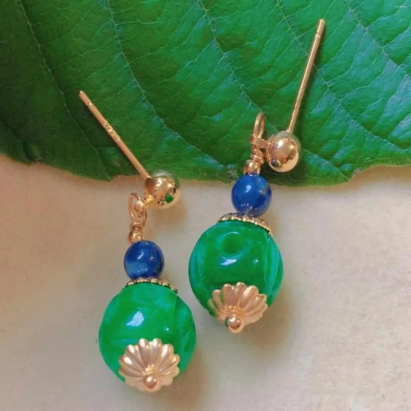 Dangle Ohrringe natürliche Kürbisform Jadeit Lapis Lazuli Perlen Gold Ohrstatte Formale Frauen Manschettenkunst Männer lässige Kinder Kronleuchter