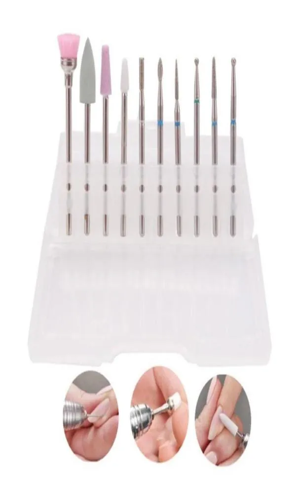 Nagelbohrzubehör 10pcs Nutikel saubere Bits Set Diamond Wolfram -Stahllegierung Schleifkopf für russische Manikürekunstwerkzeuge 4536435