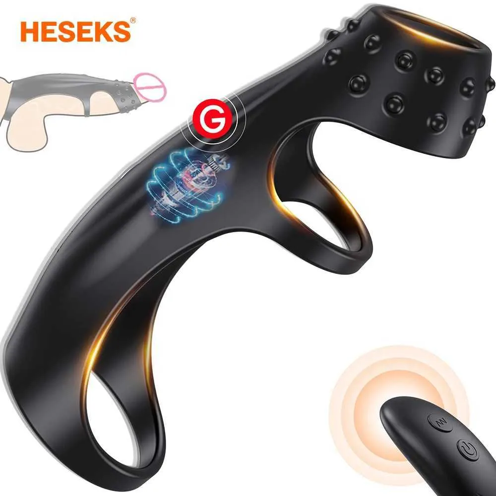 Andere Gesundheits Schönheitspunkte heseks Vibration Rooster Penis Ring G-Punkt-Stimulationshülle mit Fernbedienung Erwachsener für Paare Q240430