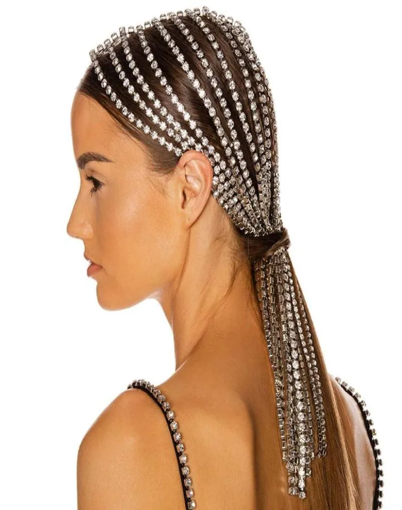 Clips de cabello Barrettes brillantes Rhinestone con flecos con flecos para mujeres Bijoux Long Tassel Accesorios de cristal Banqueta HEA8097373