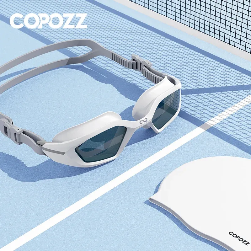 Copozz Men Professional SwimmingGoggles Electroplate Swirm Glasses Anti Fog UV Proteciation調整可能な大人の水泳アイウェア女性240417