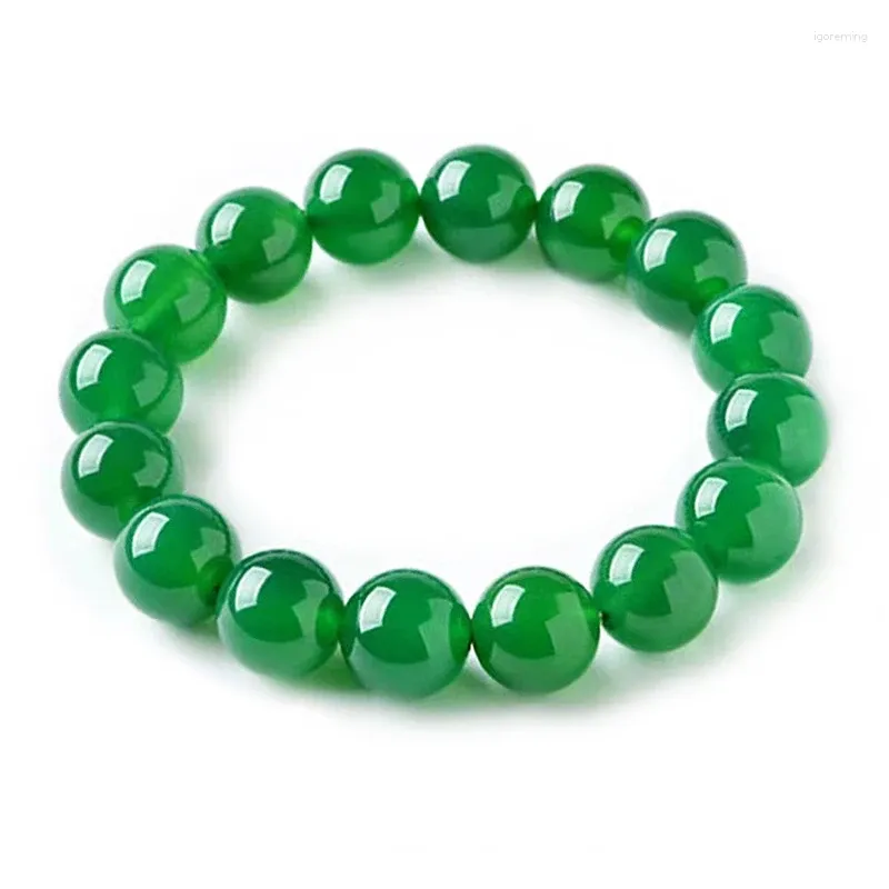 Strang Edelstein Achat Perlen -Dehnungsarmband Transluzenz Grüne natürliche Chalcedonstein Stein 8mm 10 mm runde Perlen Eletische Armbänder für weiblich