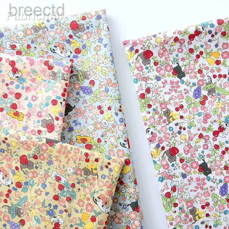 Fabric 60s Cotton Digital Printing Fabric Cartoon Floral Fruit Cat for Sewing Clothes DIY Handmade by Half Meter d240503