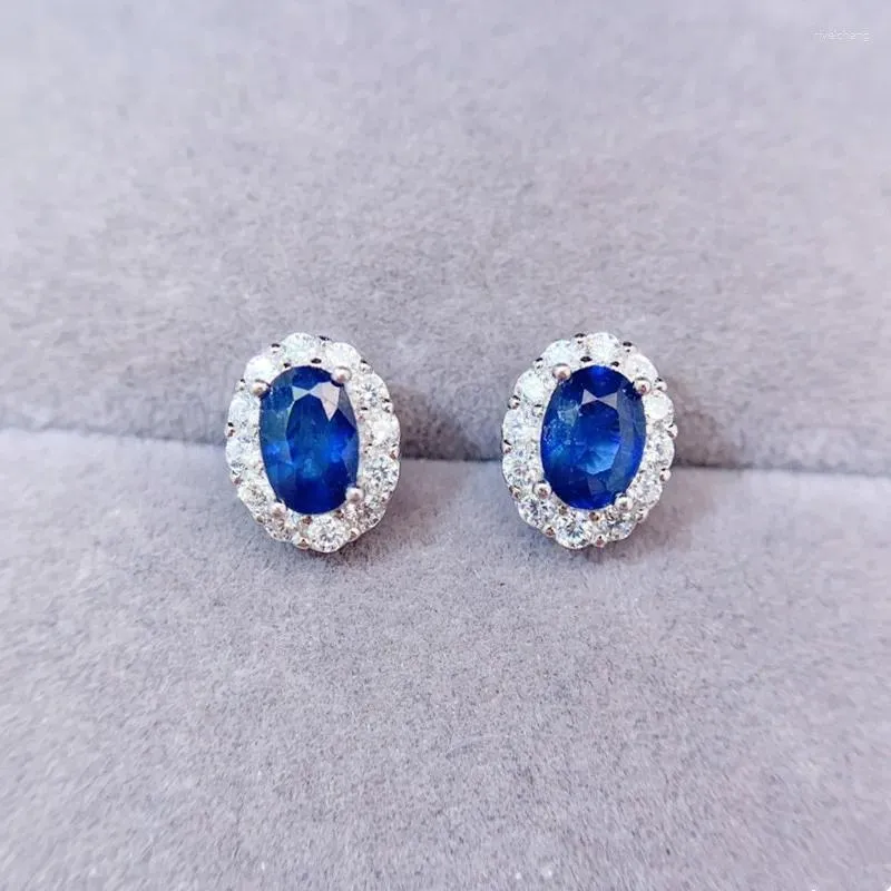 Bolzenohrringe natürliche echte blau gelbe Sapphire Ohrring Oval Sty