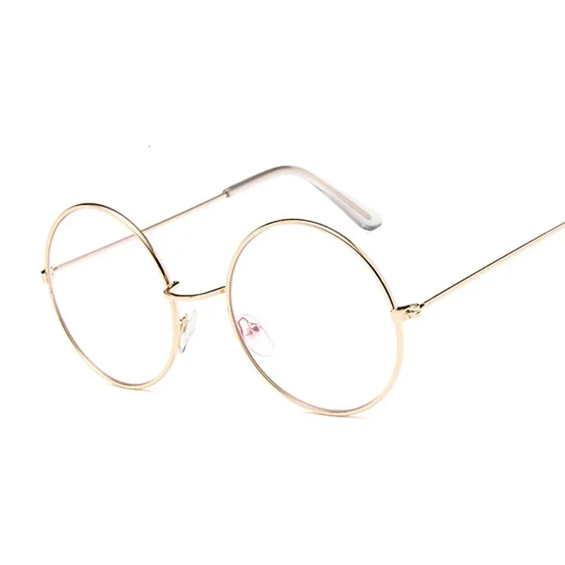 Vintage okrągłe okulary przezroczyste obiektyw Modna złota metalowa rama Optical Men Men Women Eyeglass Fake 240423