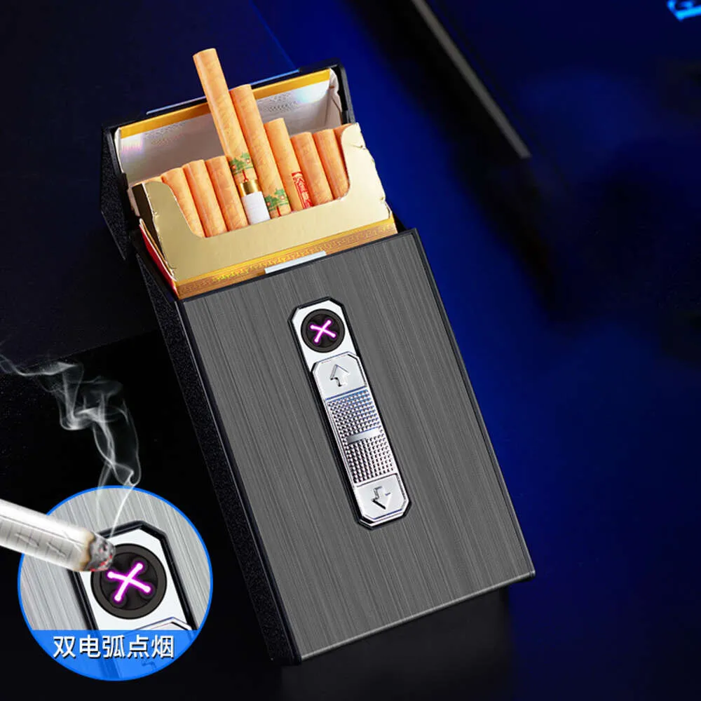 Cigarro fino Cigarro USB Caixa recarregável Duplo arco mais leve 20 peças Pacote de cigarro mais claro