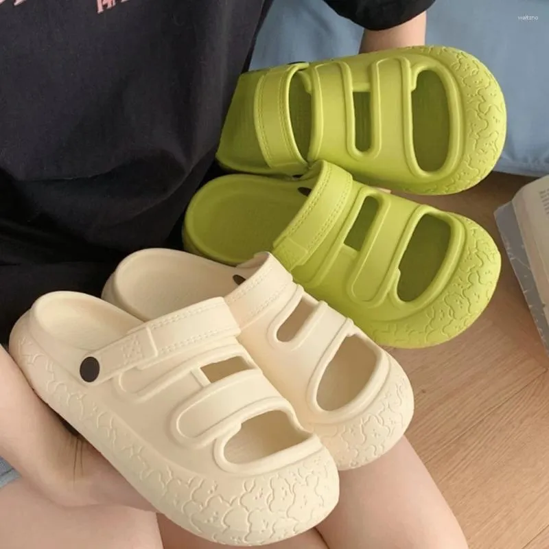 Slippers vrouwen sculptuur ontwerp eva zomer zachte comfortabele platform strand dia's niet-slip huis badkamer schattige schoenen