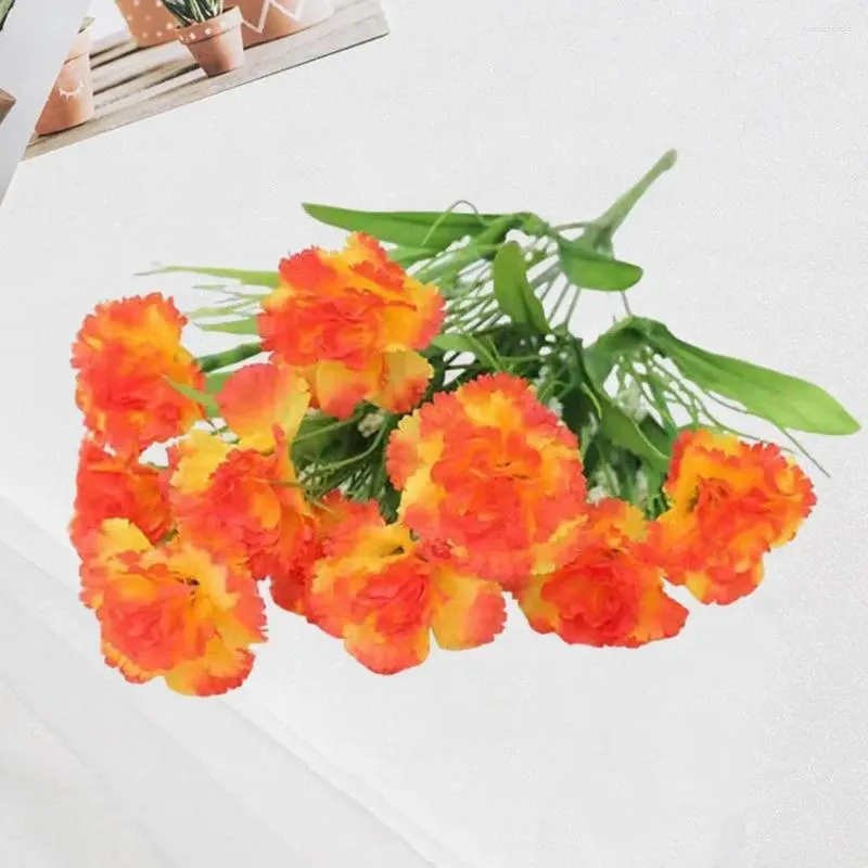 Fleurs décoratives réaliste fausse élégante arrangement de fleurs de carnation artificielle pour décoration de bureau à domicile 10 fausses mariages florales
