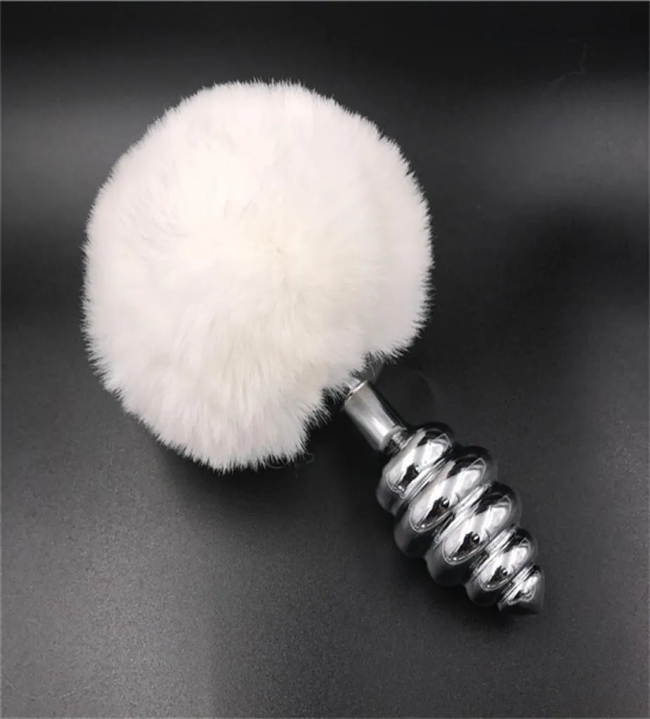 White Rabbit bunny tail Sex products alloy stainless steel Woman anal butt jewelry plug anal sex toy For Women And Men D181115025803077