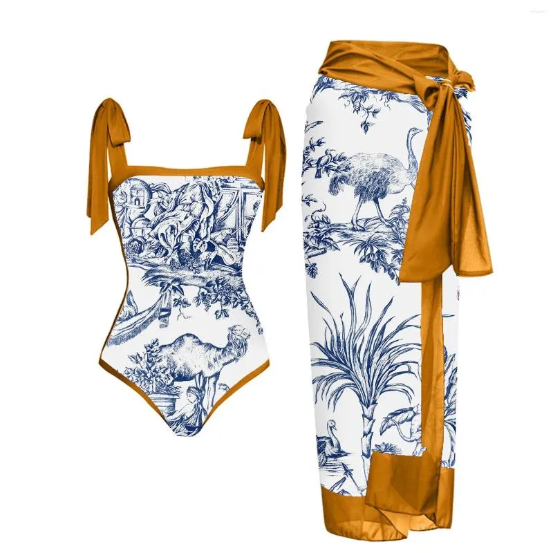 Swimwear féminin Femmes Vintage Colorblock Résumé Imprimé floral 1 Couvrent deux bas de maillots de maillot de bain Bott