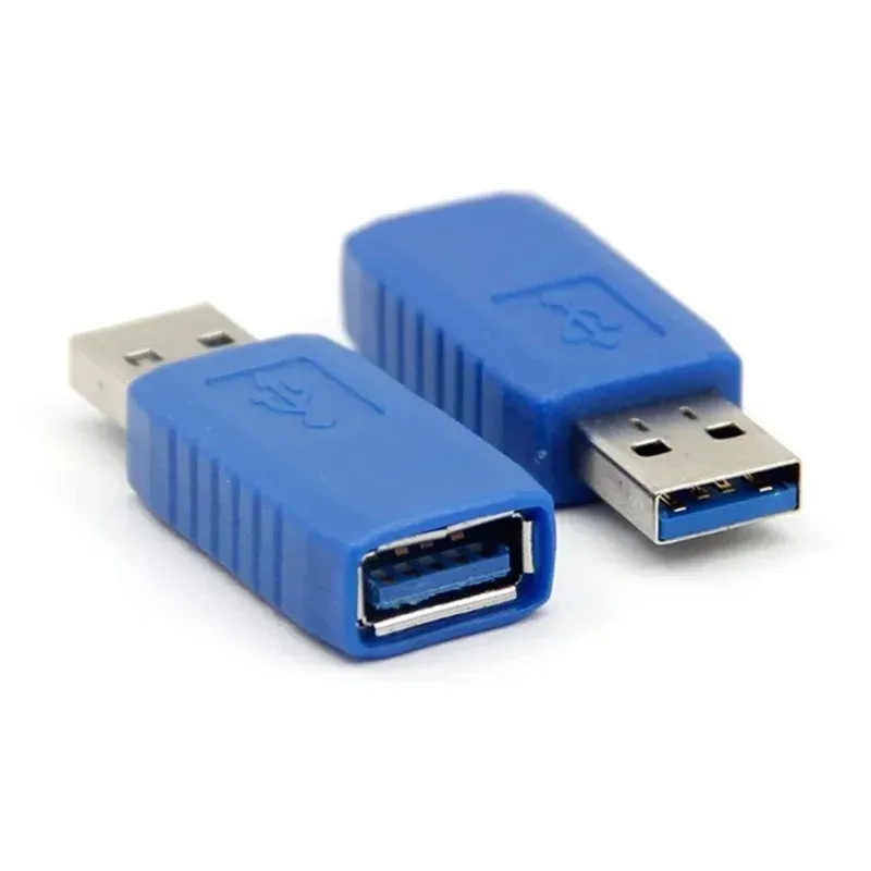 Extensor de conector USB 3.0 estándar Tipo A Adaptador masculino a femenino USB3.0 AM al convertidor de acoplador AF para PC portátil Azul