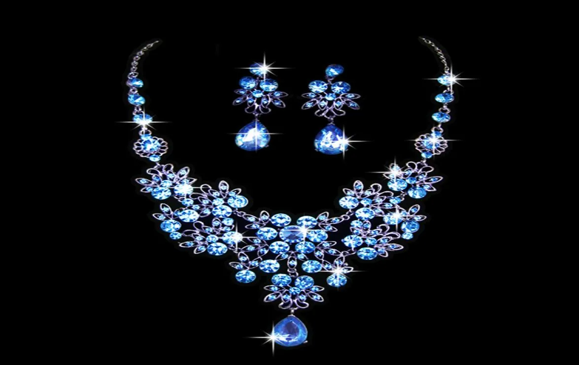 Kryształowy zestaw biżuterii ślubnej moda moda kropla kropla kropla kolczyki Zestaw Zestaw pustego kwiatu kobiecy zestaw biżuterii Prezent 2345778