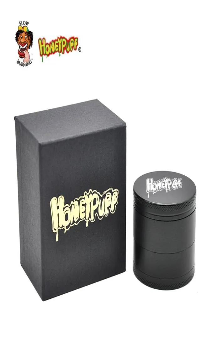 Honeypuff 63 mm 4 Katmanlar Uçak Alüminyum Tütün Öğütücü Groove Taşlama Patentli Dişler Baharat Kırıcı Snuff Snuff Grinder5181625