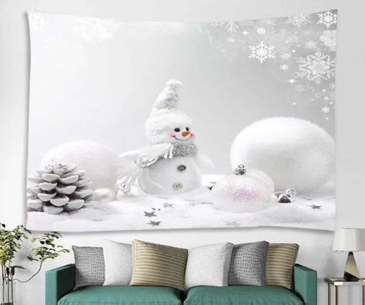 Tapisseries Christmas Tapestry Snowman Mur de Noël suspendu Art Carpet Tissu Année décor Yoga Couverture3906022