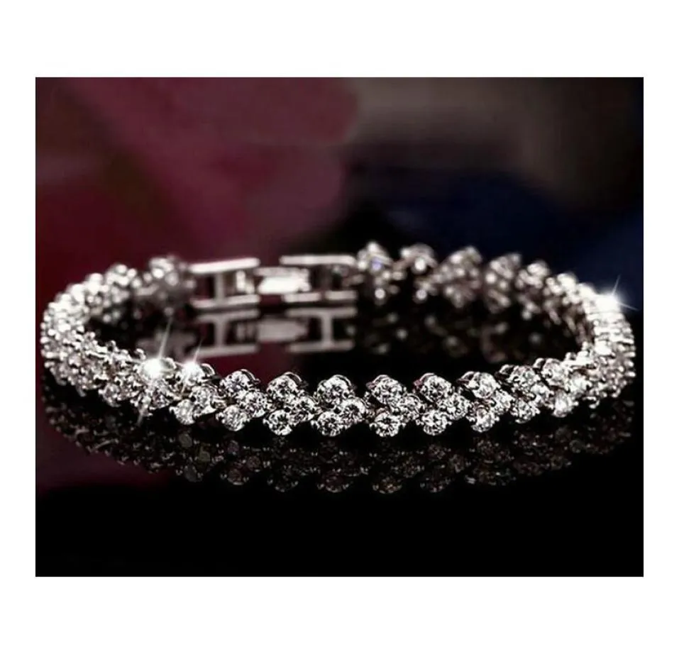 Autriche de luxe Bracelets en cristal brillant authentique 925 Bracelet en argent sterling zircon Diamond Roman Tennis Bracelet Jew8955164