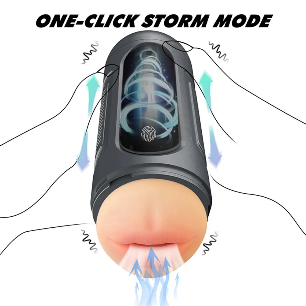Dubbel kanaal automatische mannelijke vagina orale masturbator vibrator sex machine pijpbeurt masturbatie cup volwassenen goederen speelgoed voor mannen 240423