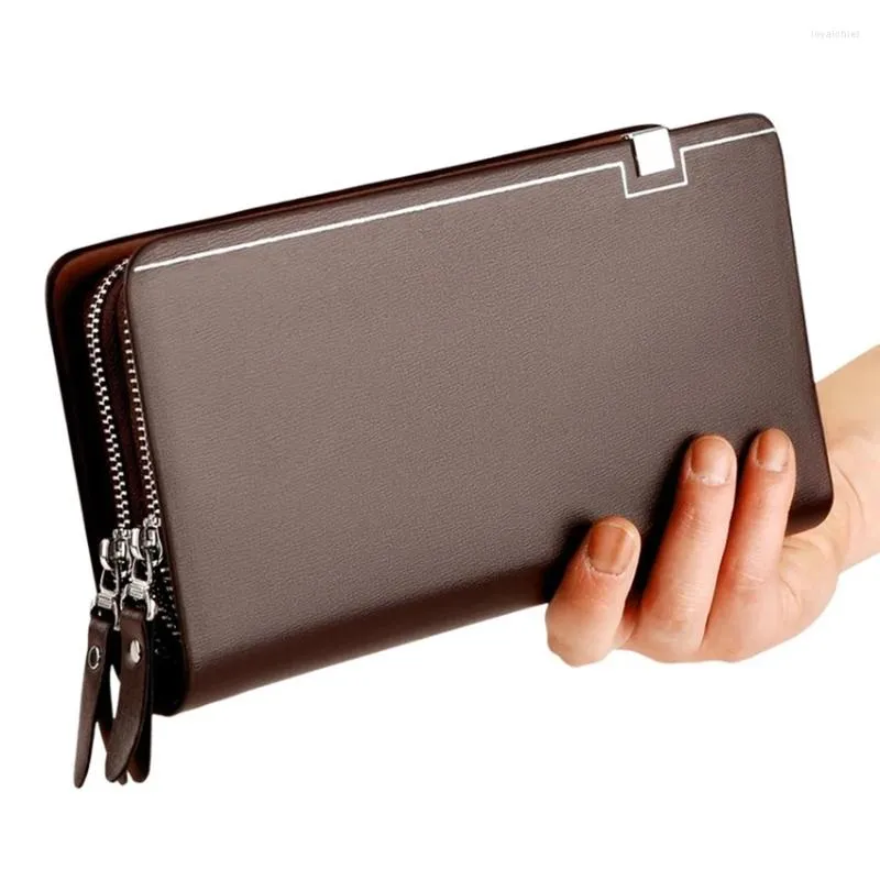 Brieftaschen Business Long Clutch Bag Herrenhandtasche Marke Handgelenksbänder Brieftasche für männliche Handy -Geldbörsen -Kartenhaltertaschen 2024