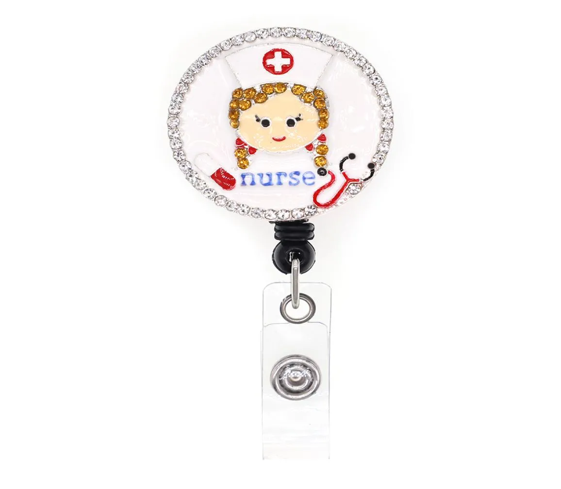 Badge médicale en ramine de clés mignons infirmières en cristal Robine médicale Doctor Doctor ID RETRACTABLE POUR DÉCORAGE9724594