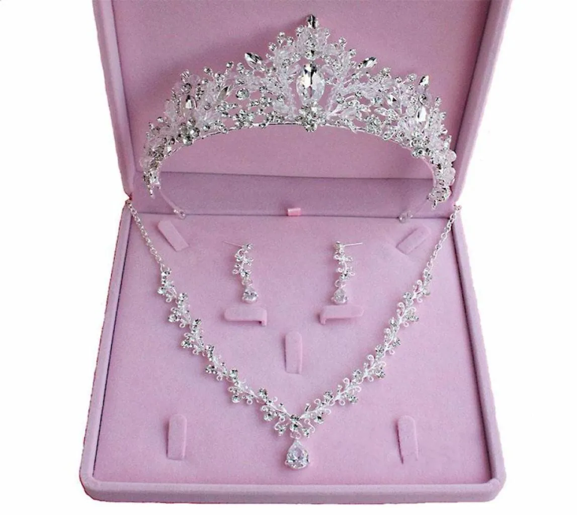 Ohrringe Halskette Braut Schmuck Set Strass Tiaras Ohrring für Braut Hochzeit Hair Accessoires Party Kronen Stirnbänder Frauen3190358