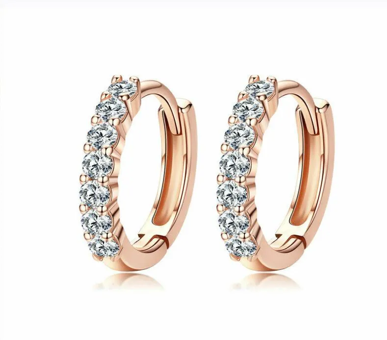 Authentic 925 Sterling Silver Pave Setting Huggie Hoop Earrings For Women Girls Gifts3646238